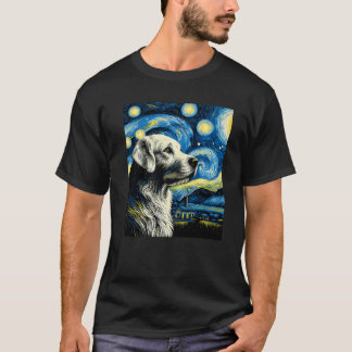 Dog Under Starry Night Sky Art Graphic Birthday Ch T Shirt