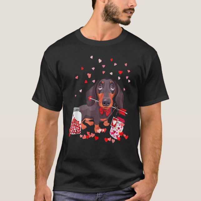 Dog Valentine Cute Dachshund Valentine's Day T Shirt (Framsida)