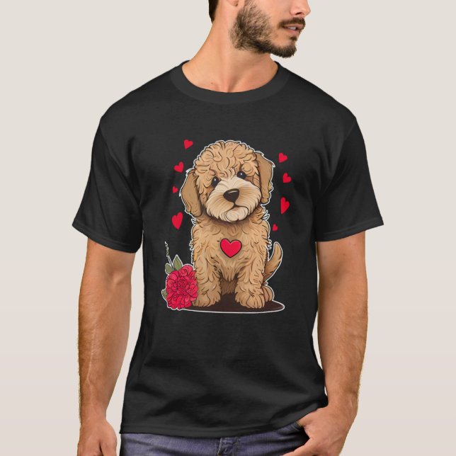 Dog Valentine Cute Golden Doodle Valentine's Day T Shirt (Framsida)