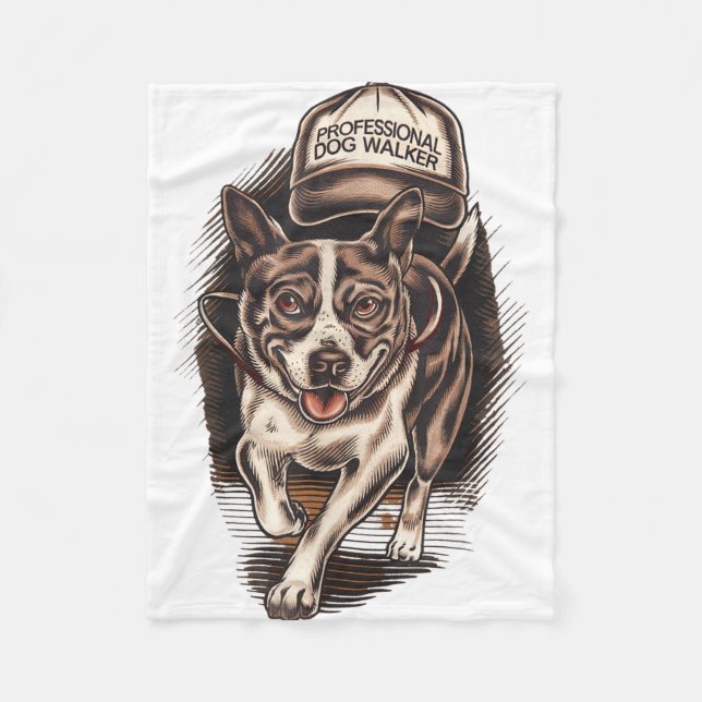 Dog Waking Professional Dog Walker Hat Graphic  Fleecefilt (Framsidan)