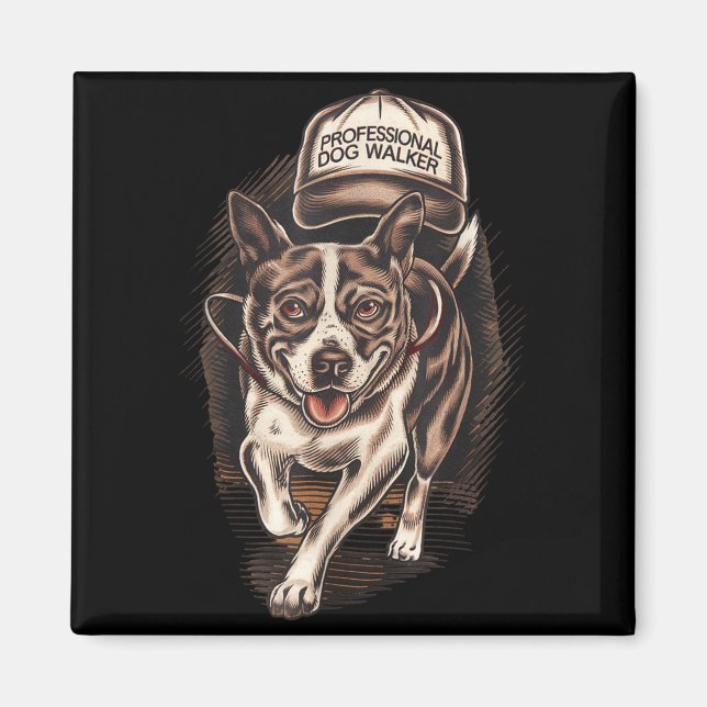 Dog Waking Professional Dog Walker Hat Graphic  Magnet (Framsidan)