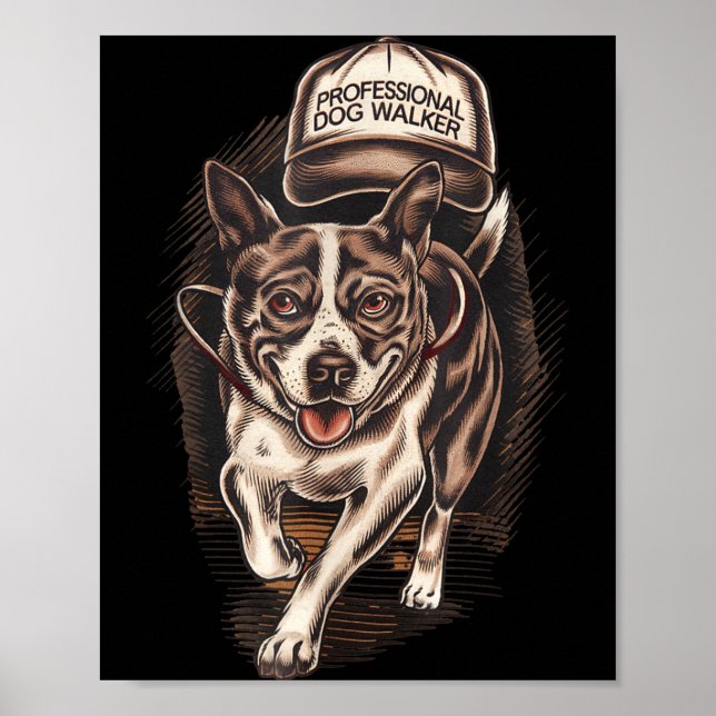 Dog Waking Professional Dog Walker Hat Graphic  Poster (Framsidan)