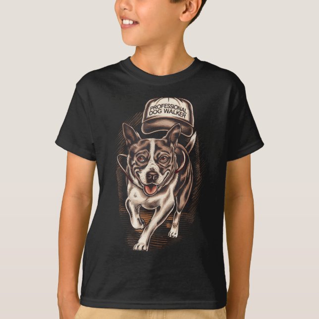 Dog Waking Professional Dog Walker Hat Graphic  T Shirt (Framsida)
