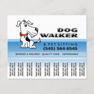 Dog Walker 5,6 x 4,5 Tear Av Flyer Blue & White