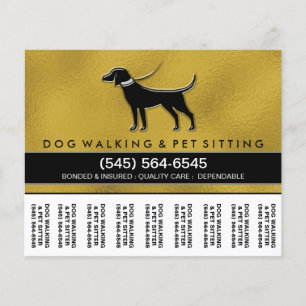 Dog Walker 5,6 x 4,5 Tear Off Flyer Guld & Black