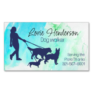 Dog Walker Affärskort Magnet