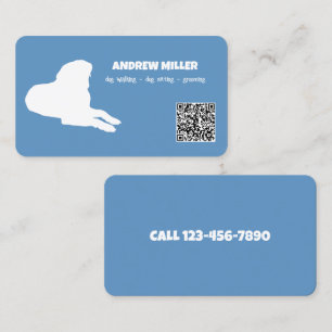 Dog Walker Anpassningsbar QR (Blue) Visitkort
