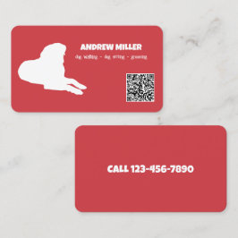 Dog Walker Anpassningsbar QR (Red) Visitkort