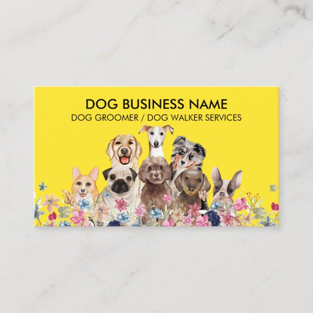 Dog Walker Branding Flowers Visitkort (Framsida)