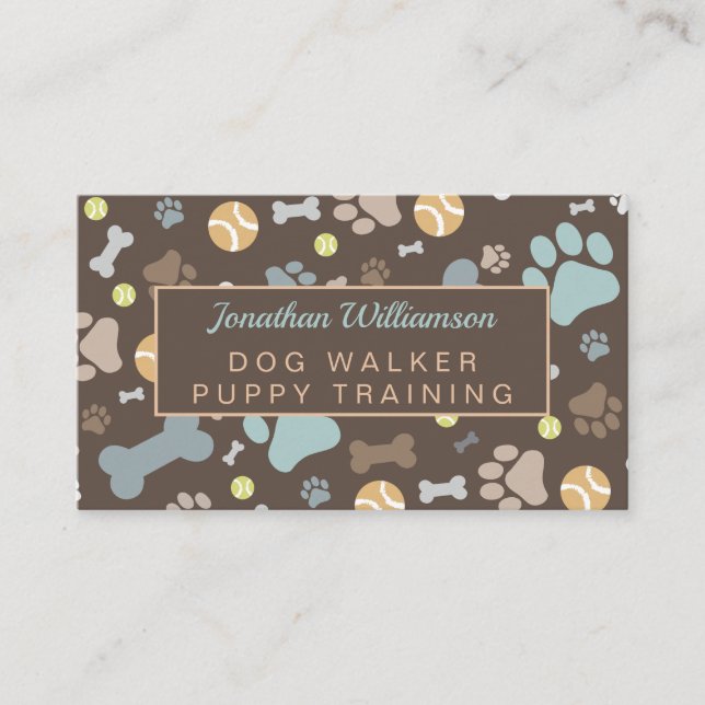 Dog Walker Brown Paw Skriv ut Visitkort (Framsida)