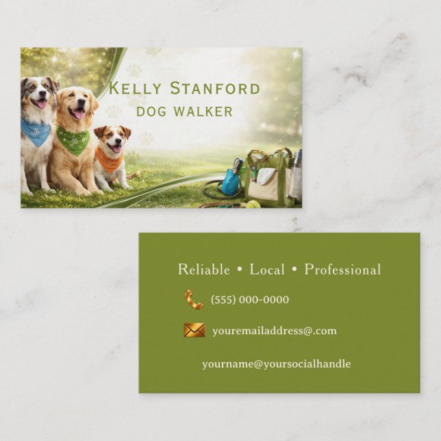 Dog Walker  Business Card Visitkort (Fram/baksida)