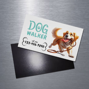Dog Walker Cute Lycklig Hund Pet Sitter Magnetiska Visitkort
