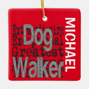 Dog Walker Extraordinaire ANPASSNINGSBAR Julgransprydnad Keramik
