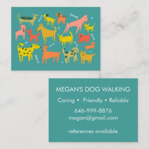 Dog Walker Groomer Colorful Funny Dogs Puppy Visitkort