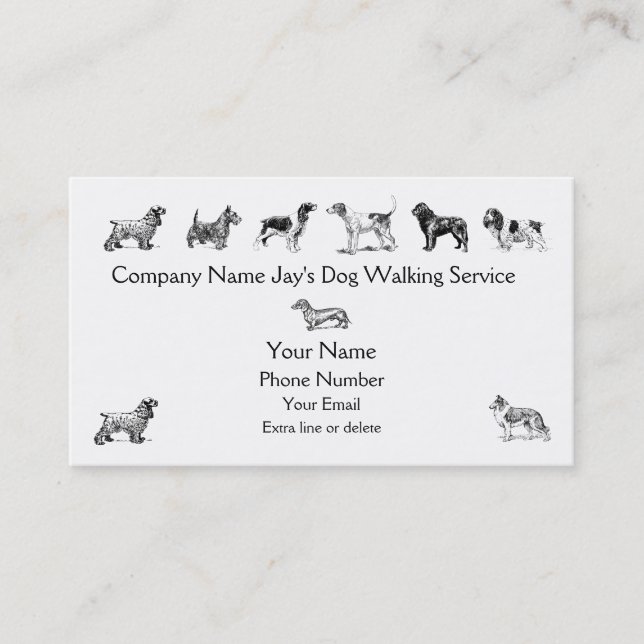 Dog Walker Groomer Djuromsorg Service Anpassningsb Visitkort (Framsida)
