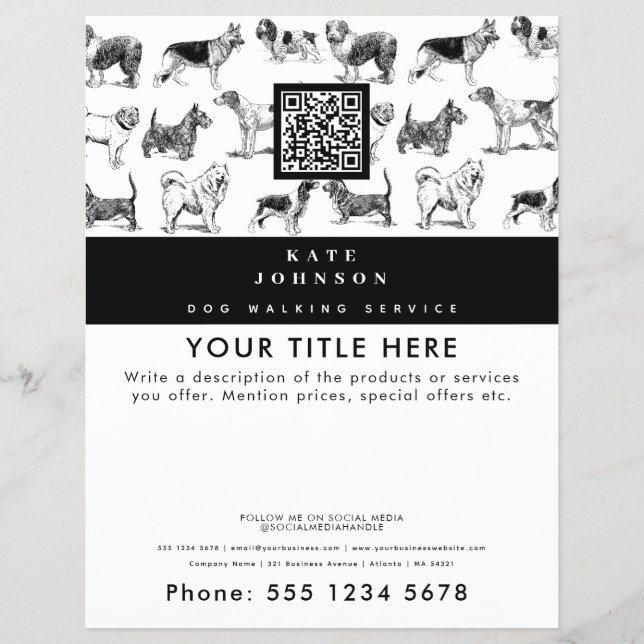 Dog Walker Grooming Hund Trainer Groomer Business Reklamblad (Framsidan)
