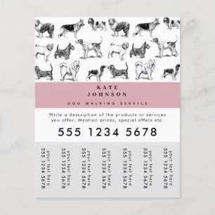 Dog Walker Grooming Hund Trainer Tear-Off Märkre Flygblad