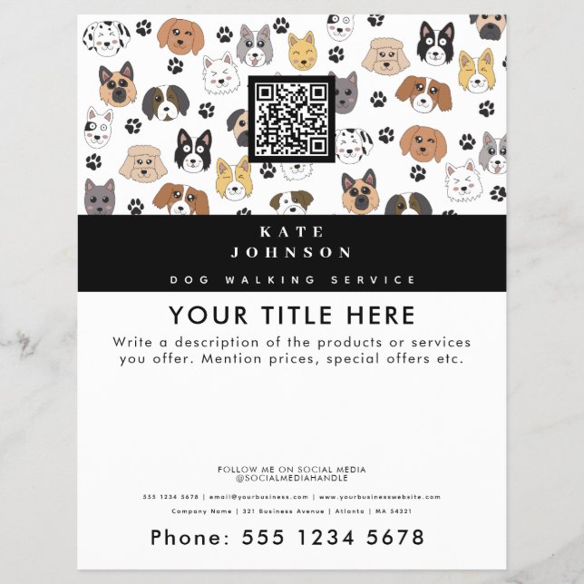 Dog Walker Grooming Hund Trainer Vet Hund Spa Reklamblad (Framsidan)