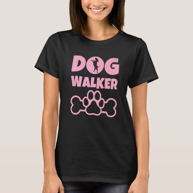Dog Walker Hund Present Hundägare Hund Walking P T Shirt (Framsida)