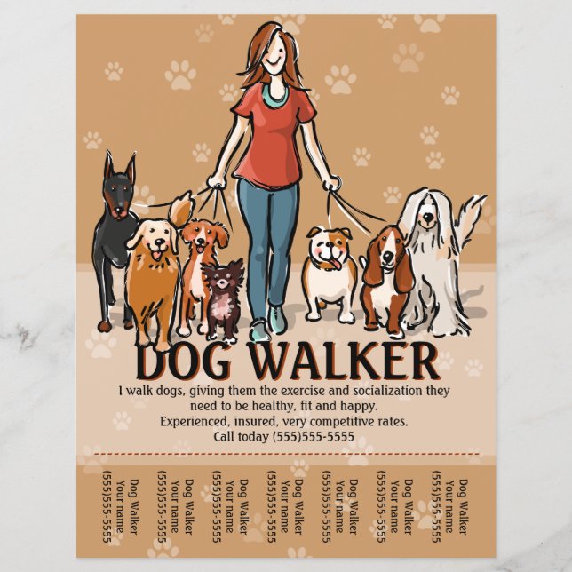 Dog Walker. Hund Walking. Annonsmall Reklamblad (Framsidan)