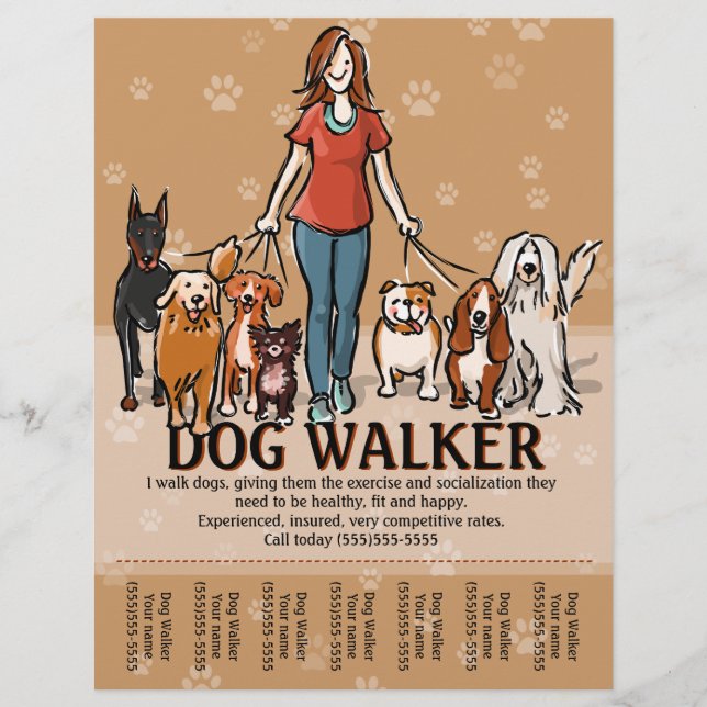 Dog Walker. Hund Walking. Annonsmall Reklamblad (Framsidan)