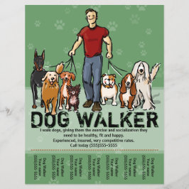 Dog Walker. Hund Walking. GUY. PromoTemplate Reklamblad
