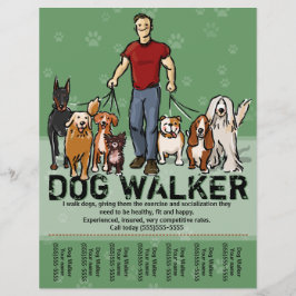 Dog Walker. Hund Walking. GUY. PromoTemplate Reklamblad