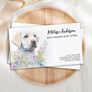 Dog Walker Labrador Puppy Watercolor Pet Sitter Visitkort