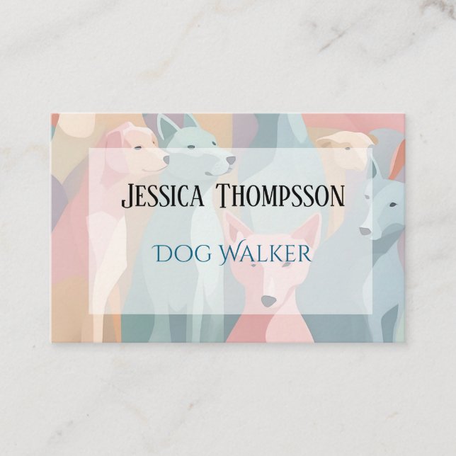 Dog Walker Minimalist Animal Illustration Visitkort (Framsida)