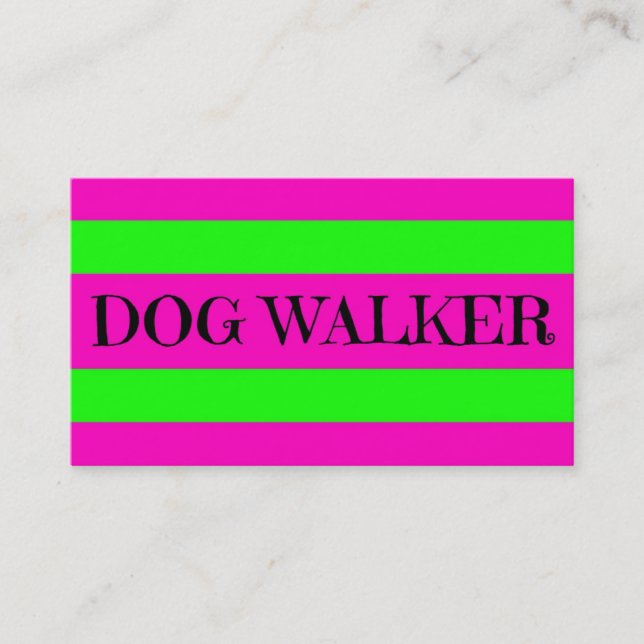 Dog Walker Neon Grönt och Shock rosa Visitkort (Framsida)