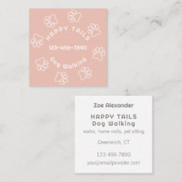 Dog Walker Paw Print Circle Modern Rosa Fyrkantigt Visitkort
