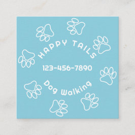 Dog Walker Paw Print Circle Summer Himlar Blue Fyrkantigt Visitkort