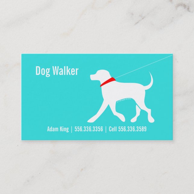 Dog Walker Pet Business Lab Modern Coastal Visitkort (Framsida)