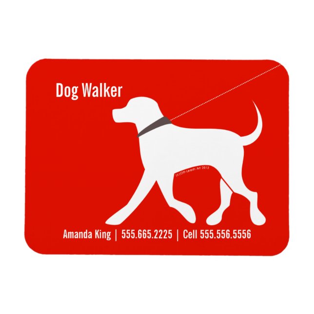 Dog Walker Pet Business Lab Modern Red Magnet (Horisontell)