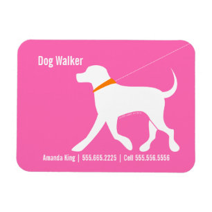 Dog Walker Pet Business Lab Modern Rosa Magnet