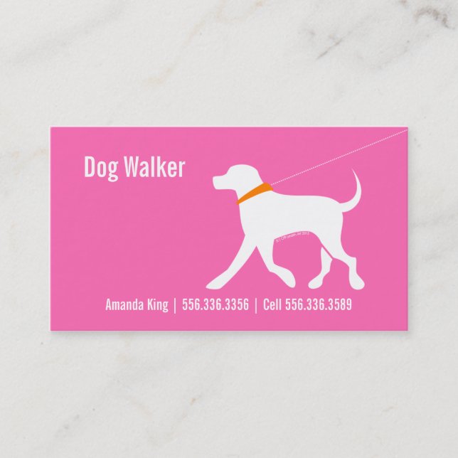Dog Walker Pet Business Lab Modern Rosa Visitkort (Framsida)