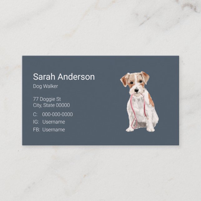 Dog Walker Pet Sitta Affärskort Visitkort (Framsida)