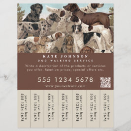 Dog Walker Pet Sitta Animal Care Tear-Off Märkre Reklamblad