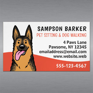 Dog Walker Pet Sitta German Shepherd Animal Care Magnetiska Visitkort