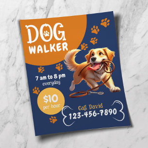 Dog Walker Pet Sitta Lycklig Hund Navy Blue Flygblad