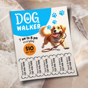Dog Walker Pet Sitta Lycklig Hund Walking Service Flygblad