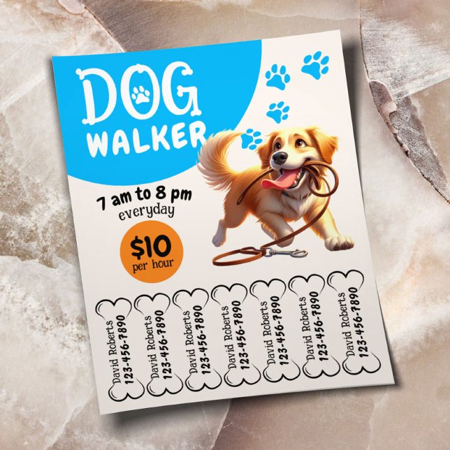 Dog Walker Pet Sitta Lycklig Hund Walking Service Flygblad (Skapare uppladdad)