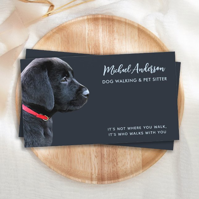 Dog Walker Pet Sitta Modern Black Labrador Visitkort (Skapare uppladdad)