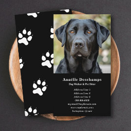 Dog Walker Pet Sitter Anpassningsbar Photo Black Visitkort