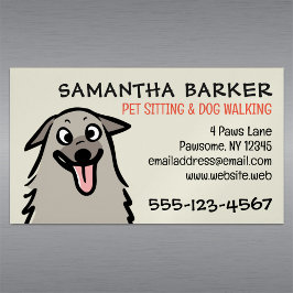 Dog Walker Pet Sitter Funny Fluffy Hund Magnetiska Visitkort