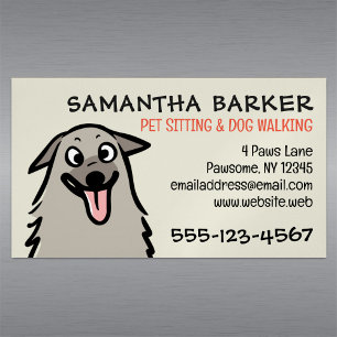 Dog Walker Pet Sitter Funny Fluffy Hund Magnetiska Visitkort