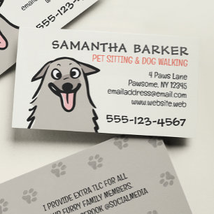 Dog Walker Pet Sitter Funny Fluffy Hund Visitkort