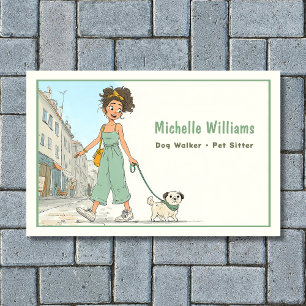 Dog Walker Pet Sitter Girl Walking Hund Visitkort