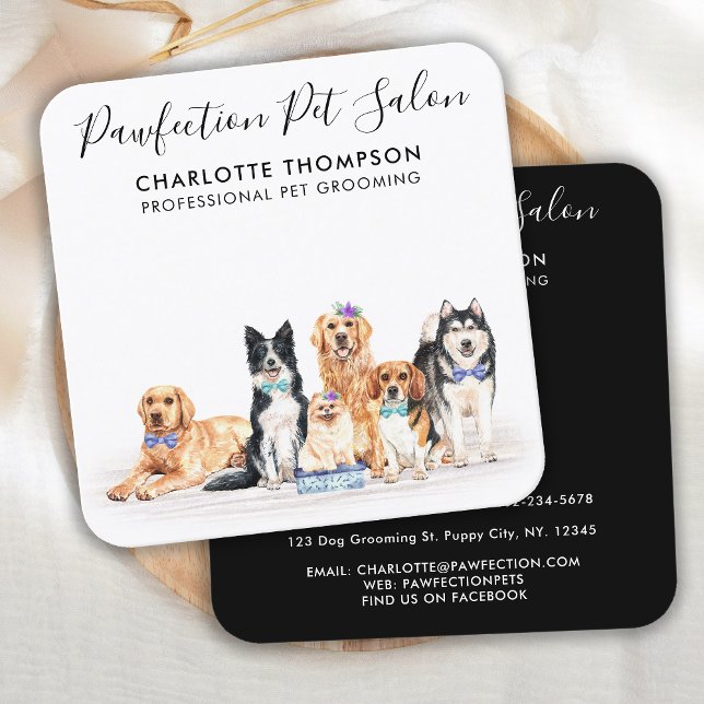 Dog Walker Pet Sitter Groomer Professionell QR-kod Fyrkantigt Visitkort (Skapare uppladdad)