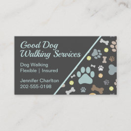 Dog Walker Pet Sitter Paw Skriv ut blått Visitkort
